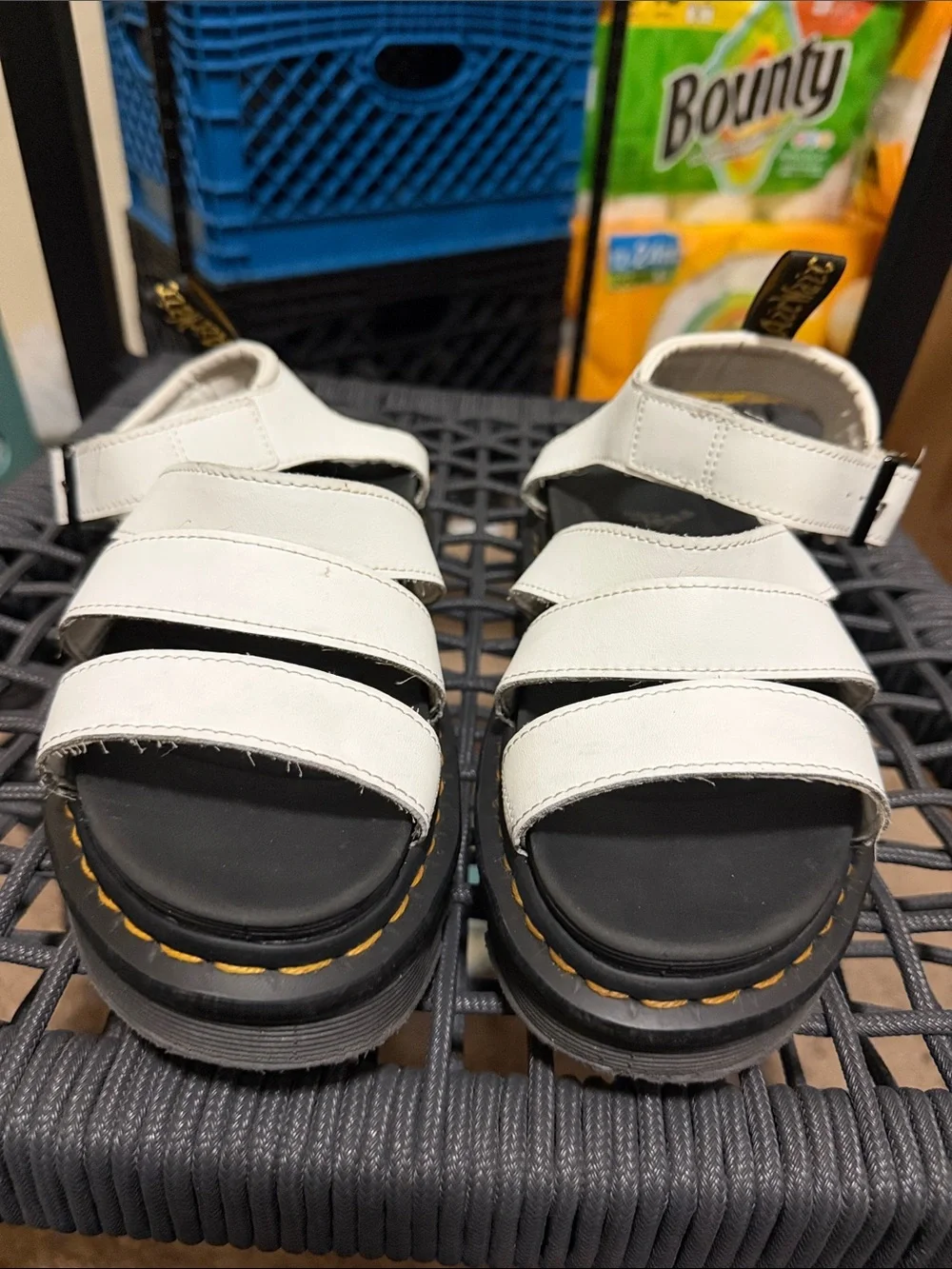 Dr. Martens White Leather Platform Sandals